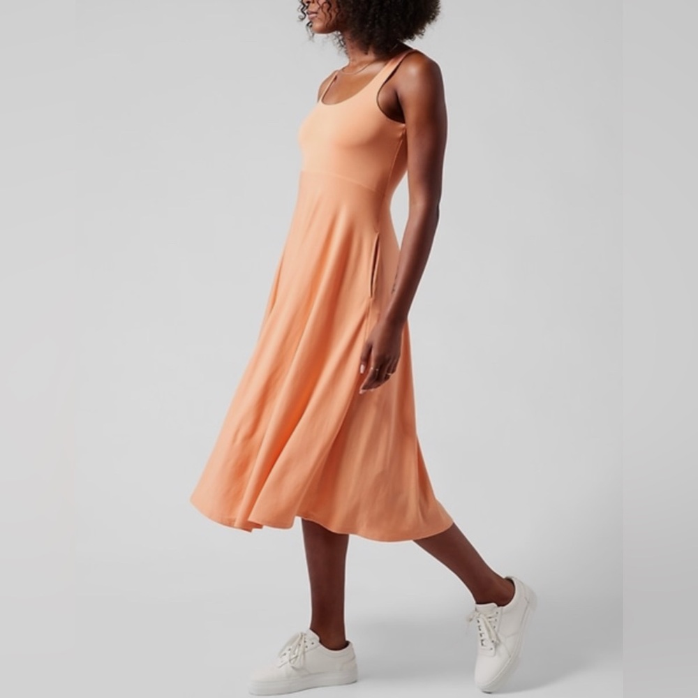 Athleta Santorini mode dress in cactus peach. Size Small tall - Picture 2 of 8